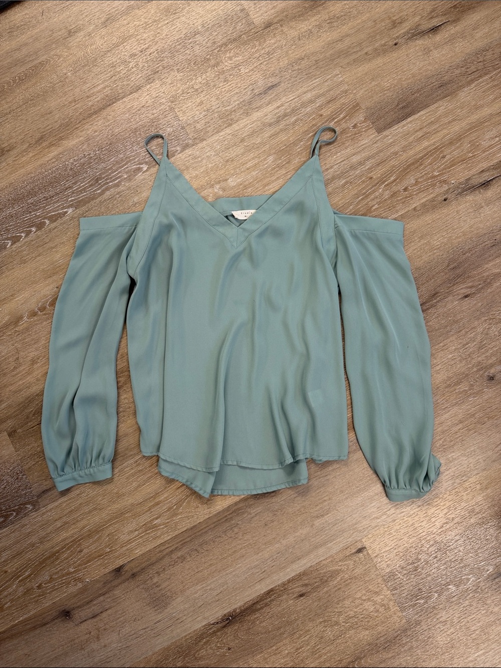 Sage Green Cold-Shoulder V-Neck Women's Top
